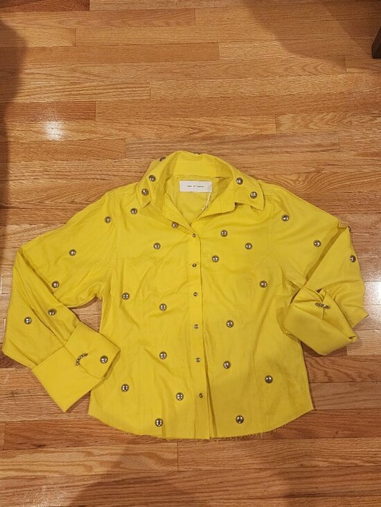 Marques' Almeida Tops - NWT Marques' Almeida Women's Studded Shirting Yellow Button Down - L